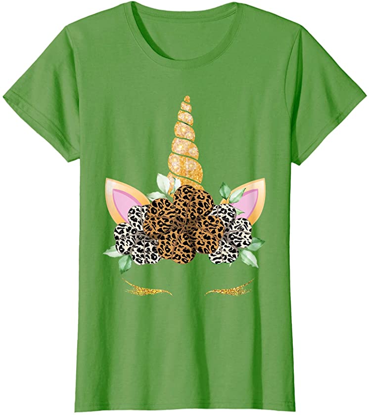 Unicorn Saint Patricks Day Shamrock Leopard Plaid St Patrick T-Shirt