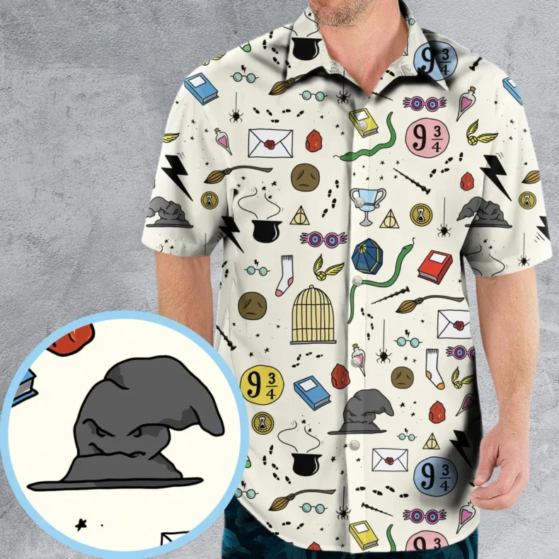 Wizard Magic Harry Potter Pattern Hawaiian Shirt
