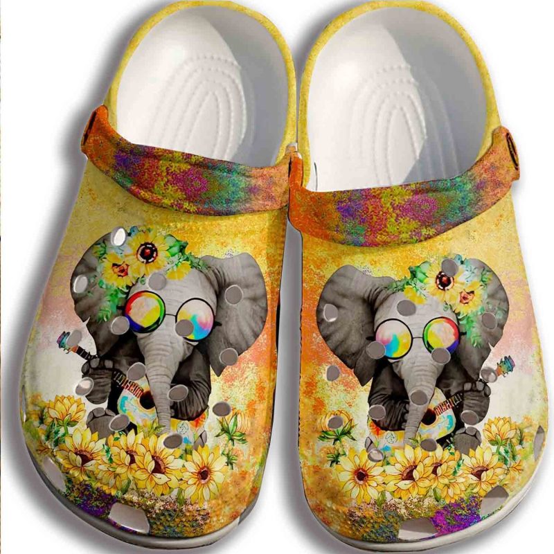 Elephant Hippie Sunflower Outdoor Shoes – Colorful Shoes Gifts For Son Daughter