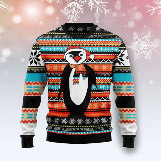 Colorful Pattern Penguin Christmas Ugly Sweater Hn161234