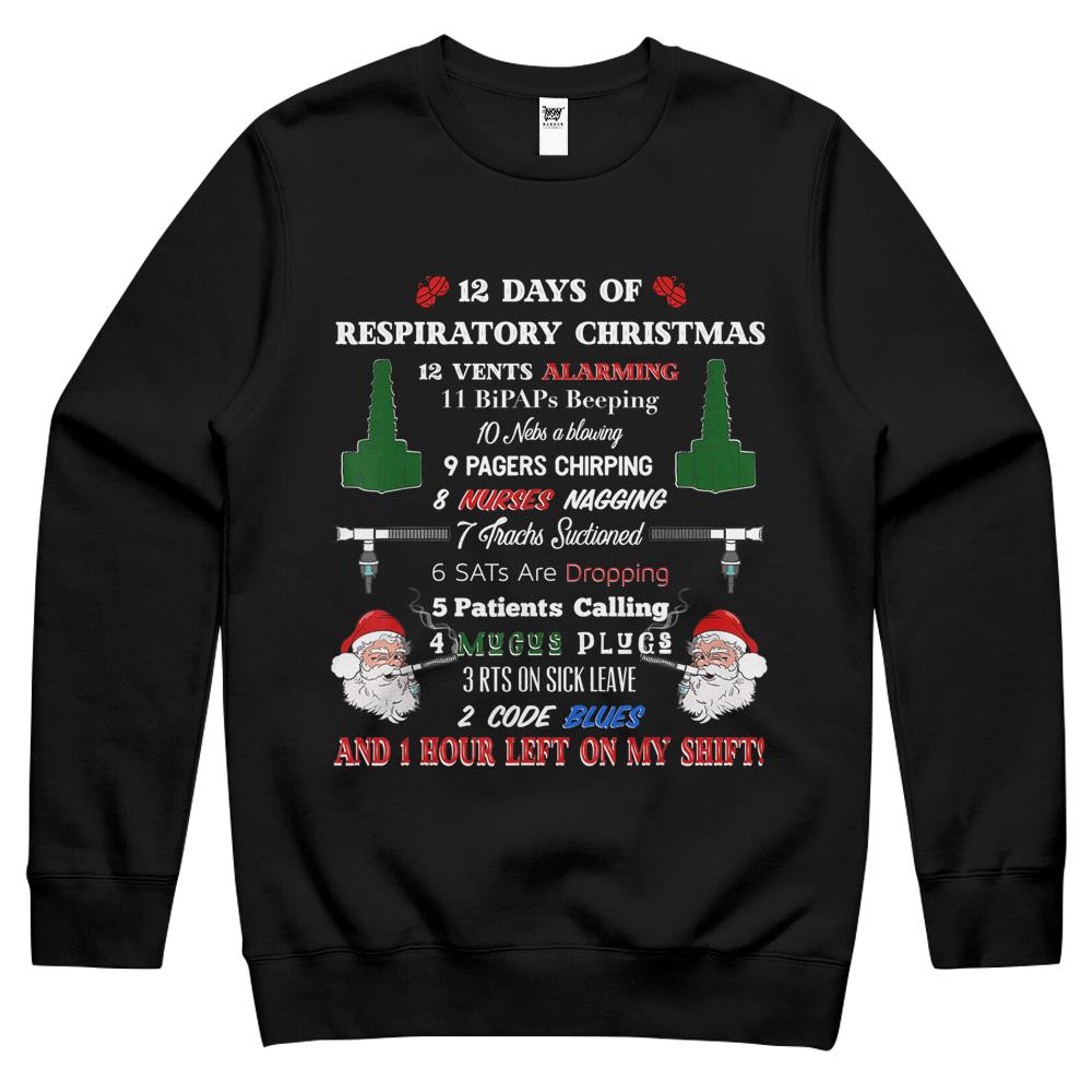 12 Days Of Respiratory Therapist Christmas Crewneck Sweatshirt