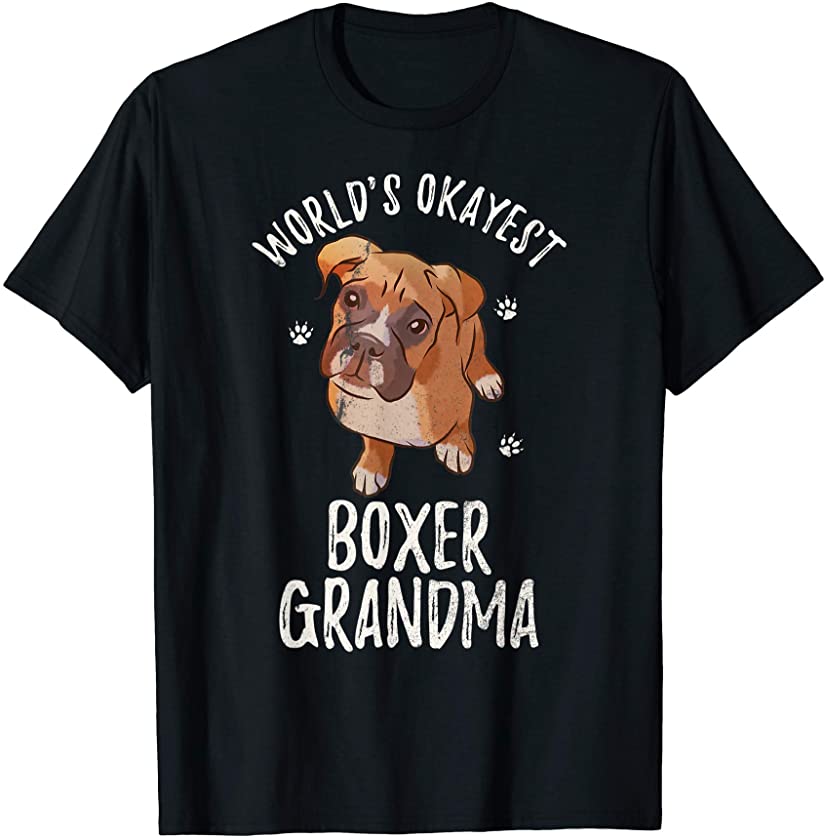 Vintage World’s Okayest Boxer Grandma Funny Puppy Pet Lover T-Shirt