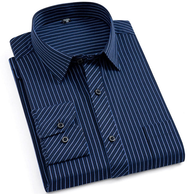 New Plus Size Mens Striped Dress Shirt