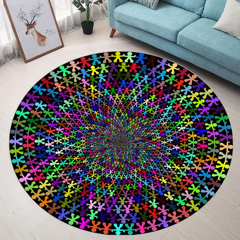 Cooperation Round Rug, Cooperation, Living Room Rug, Kids Decor Rug, Girls Room Decor Carpet, Bath Door Mat, Entry Door Mat