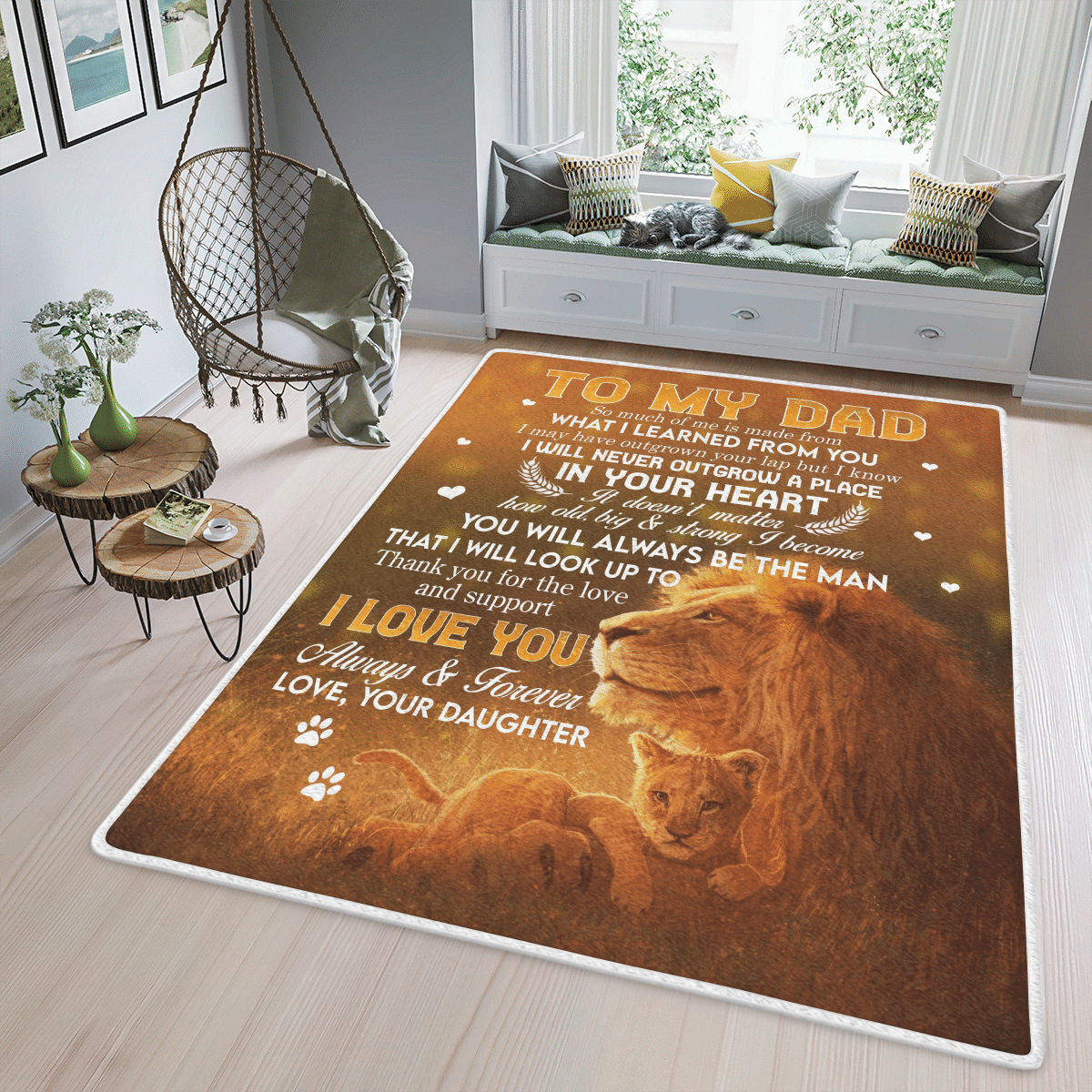 Wooni To My Dad – Lion Area Rug, Rectangle Rug Wn07032299