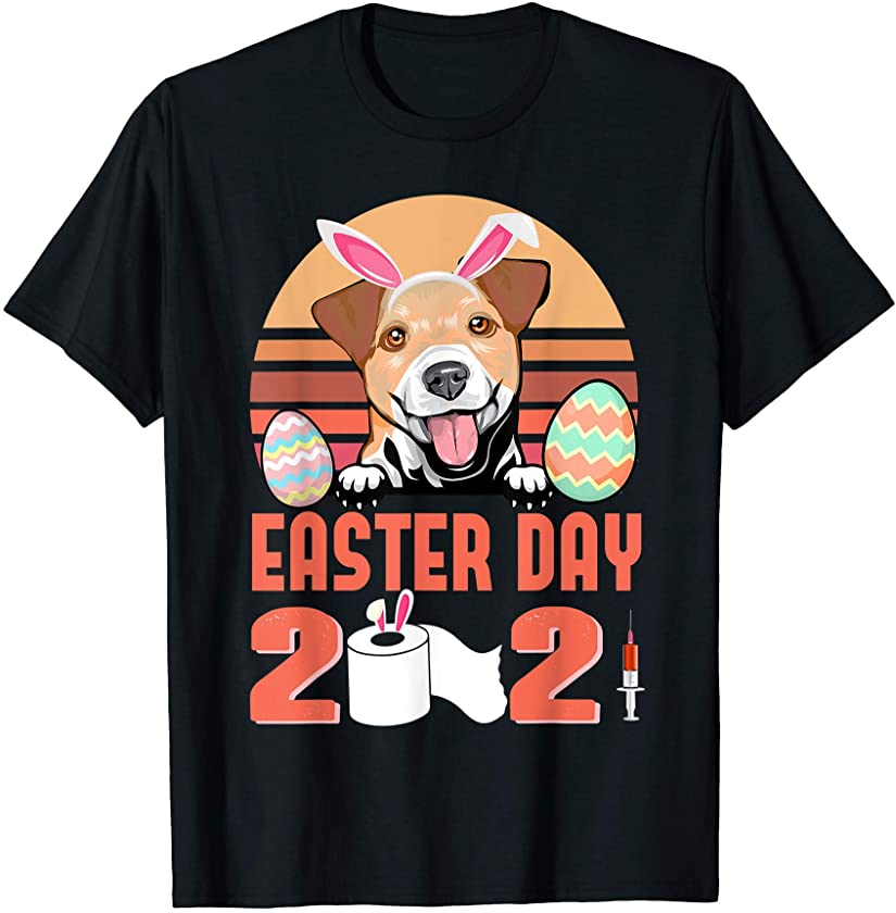 Jack Russell Terrier Dog Wear Bunny Ears Egg Easter Day 2021 T-Shirt