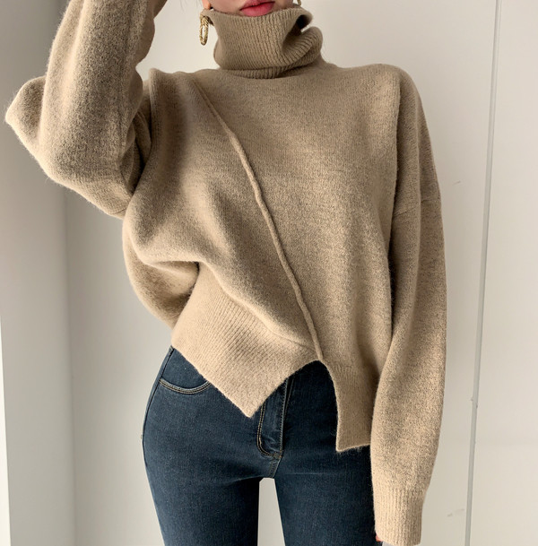 Autumn Winter Turtleneck Women’s Sweater 2022 New Casual Side Split Knitted Sweaters Long Sleeve Warm Ladies Pullover Female alx