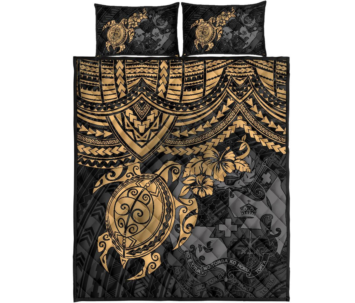 Alohawaii Home Set – Quilt Bed Set Tonga Polynesian – Golden Turtle – Bn15