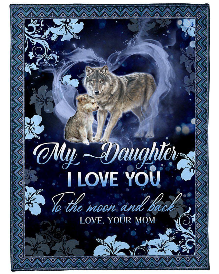 To Daughter From Mom I Love You To The Moon And Back – Best Idea Gift From Mom, Gift For Home Decor, Gift For Family  – Fleece Blanket