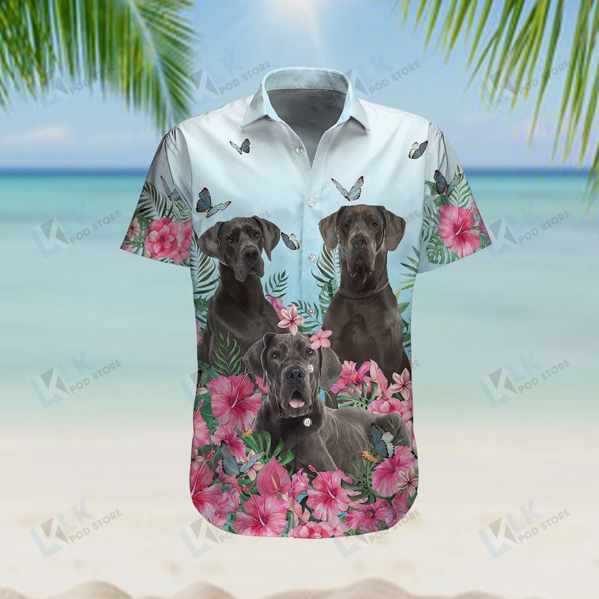 Great Dane Hawaiian Shirt Hibiscus Beach Ha17986