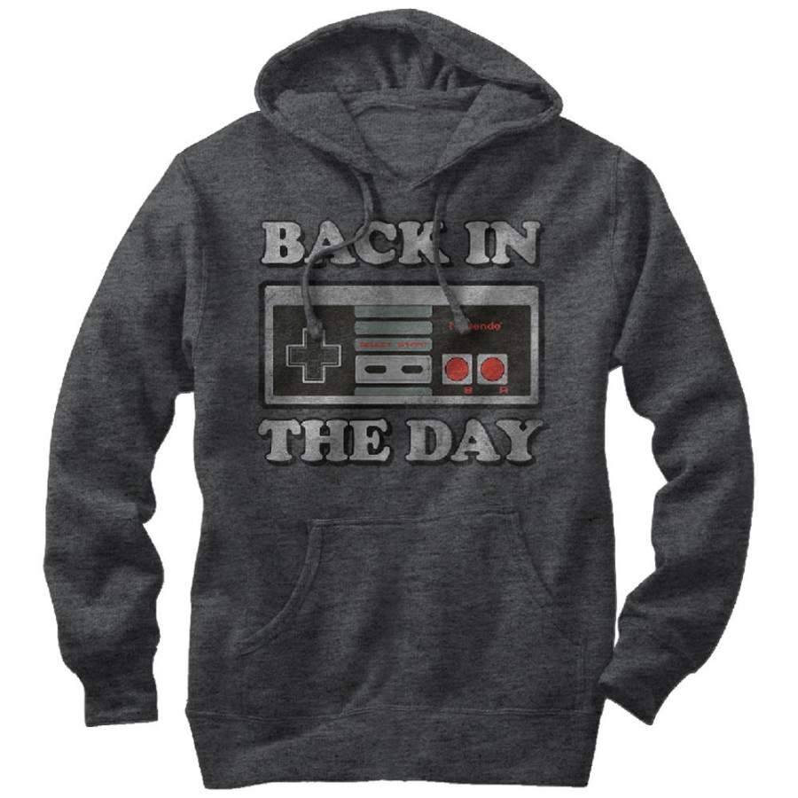 Nintendo Men’s Back in Day NES Controller  Lightweight Hoodie Charcoal Heather S