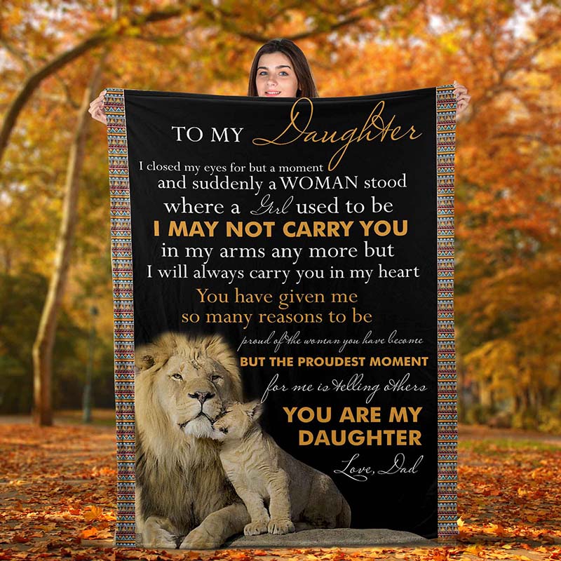 Skitongifts Blanket For Sofa Throws, Bed Throws Blanket – Lion To My Daughter You Are My Daughter Love Dad-Tt2201