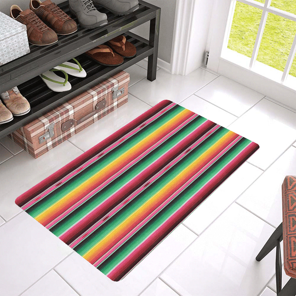 Mexican Blanket Classic Print Pattern Rubber Doormat