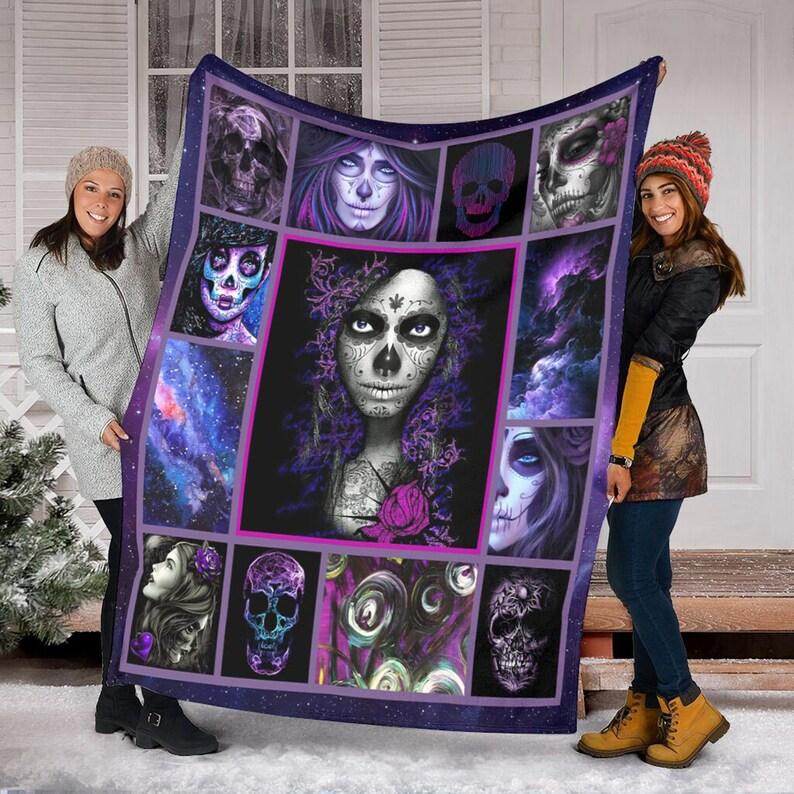 Women Skull Quilt Fleece Blanket | Bk5739