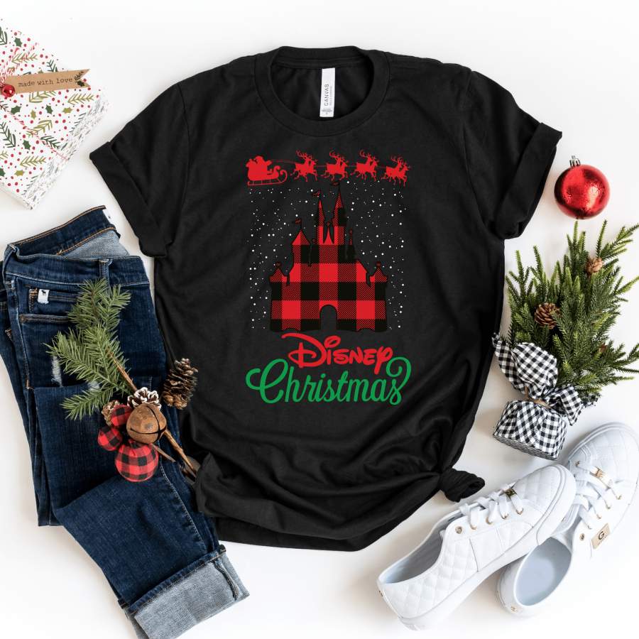 Plaid Disney Christmas Shirt, Family Disney Christmas Shirt, Christmas Gift, Ladies Christmas Outfit, Matching Minnie Mickey Christmas Shirt - Teeloki Style