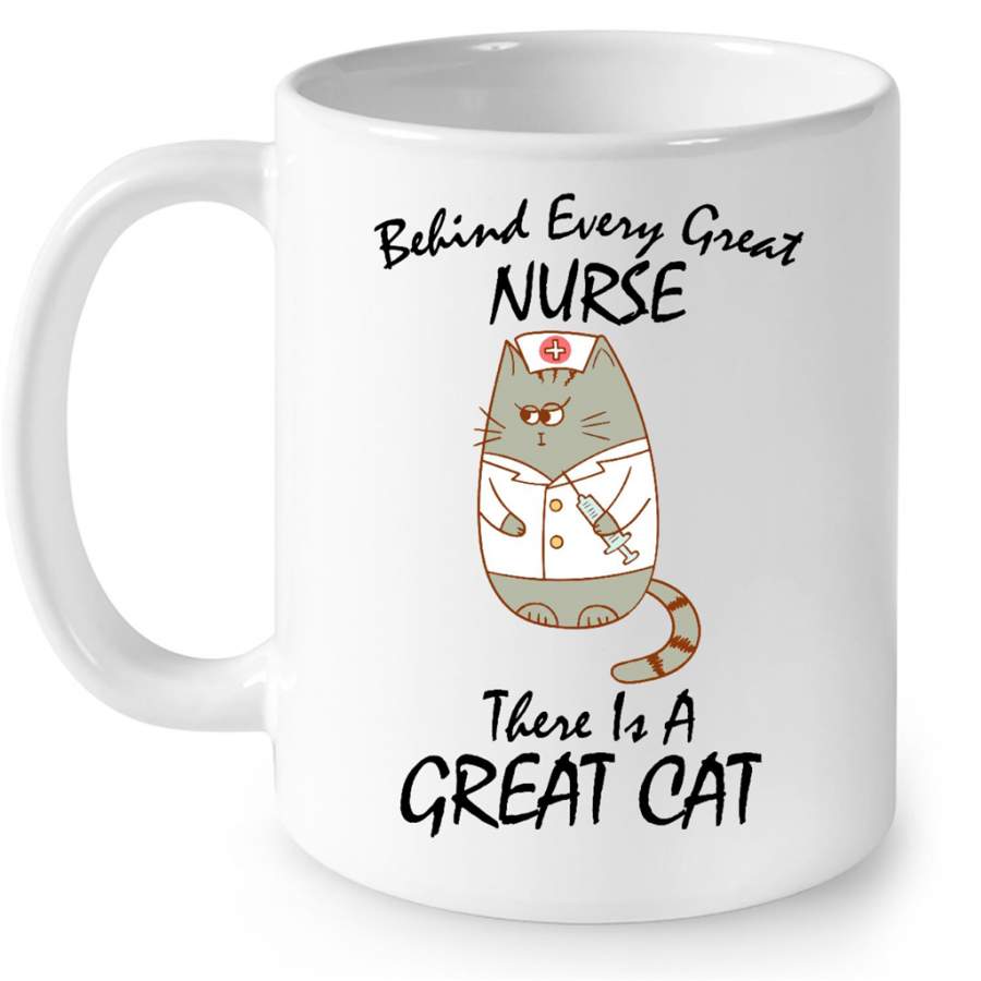 Behind Every Great Nurse There Is A Great Cat Kitten Lover W – Full-Wrap Coffee White Mug