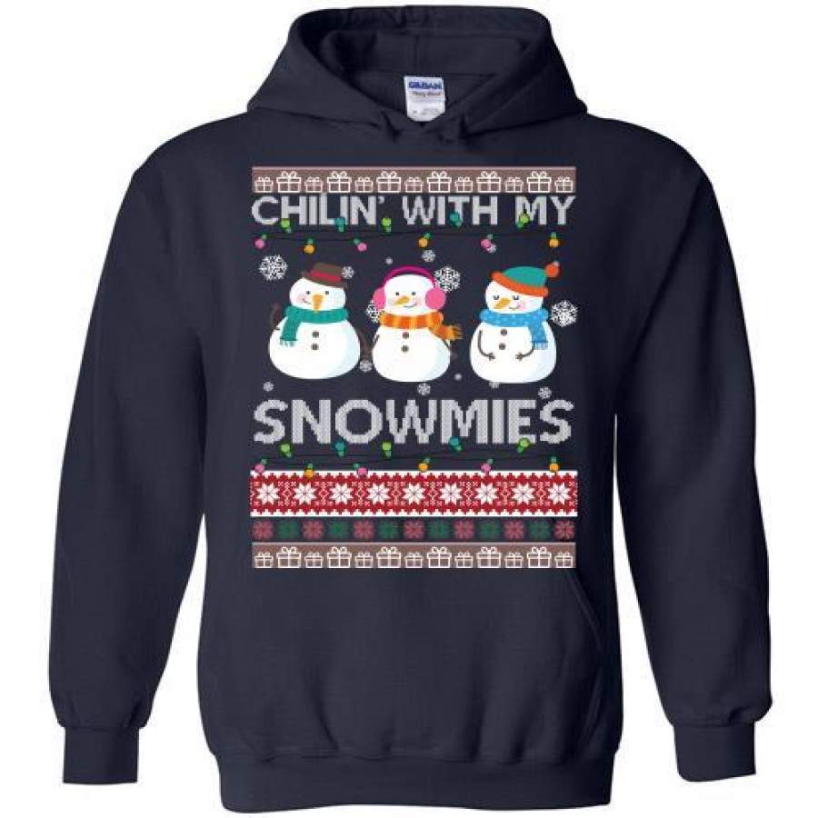 Chillin With My Snowmies Funny Ugly Christmas Hoodie