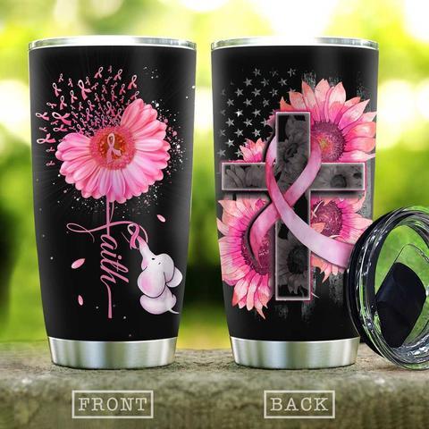 Breast Cancer Elephant Kd2 Stainless Steel Tumbler, Personalized Tumblers, Tumbler Cups, Custom Tumblers