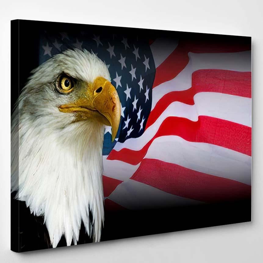 American Symbol Usa Flag Eagle Black – Eagle Animals Canvas Print