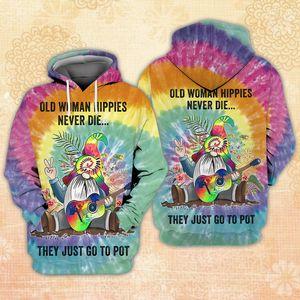 Old Hippie Woman Never Die 3D Hoodie