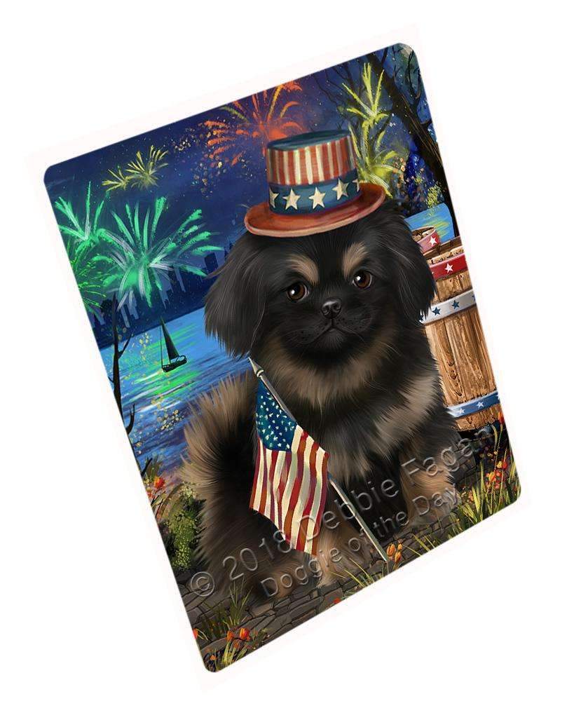 4Th Of July Independence Day Fireworks Pekingese Dog At The Lake Blanket Blnkt76827