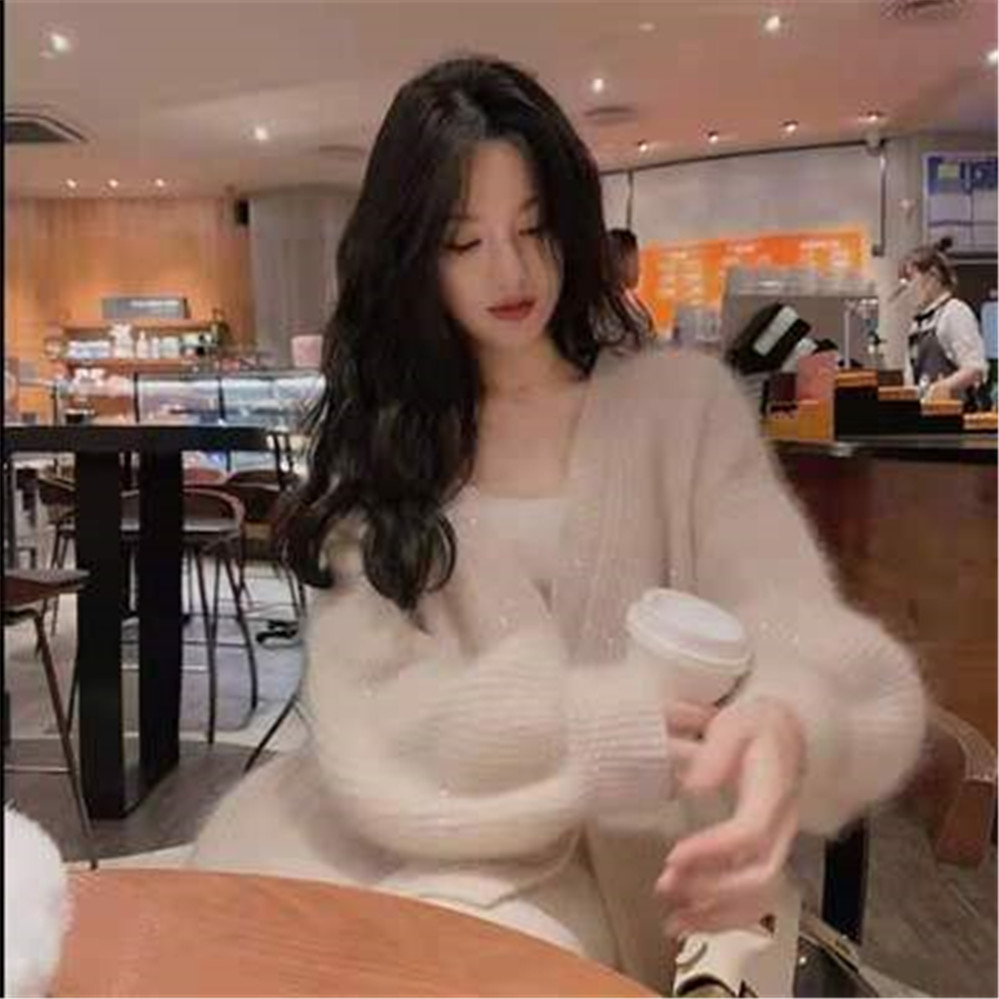 2021 Wool Cardigan Casual Korean Fashion Autumn and Winter New Women’s Sweater V-neck Women Clothing Long Sleeve Basic Tops alx