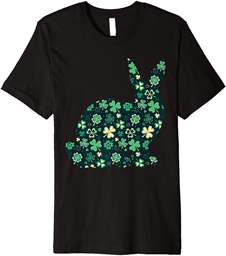 Womens Easter Bunny with Shamrock Pattern Mom Patricks Day Premium T-Shirt