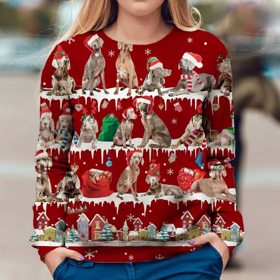 Weimaraner – Snow Christmas – Premium Dog Christmas Ugly Sweatshirt, Dog Ugly Sweater