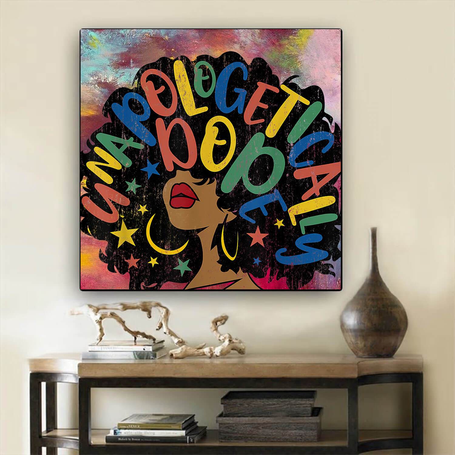 African American Canvas Wall Pictures Unapologetically Dope Afro Girl African Home Decor BPS7148