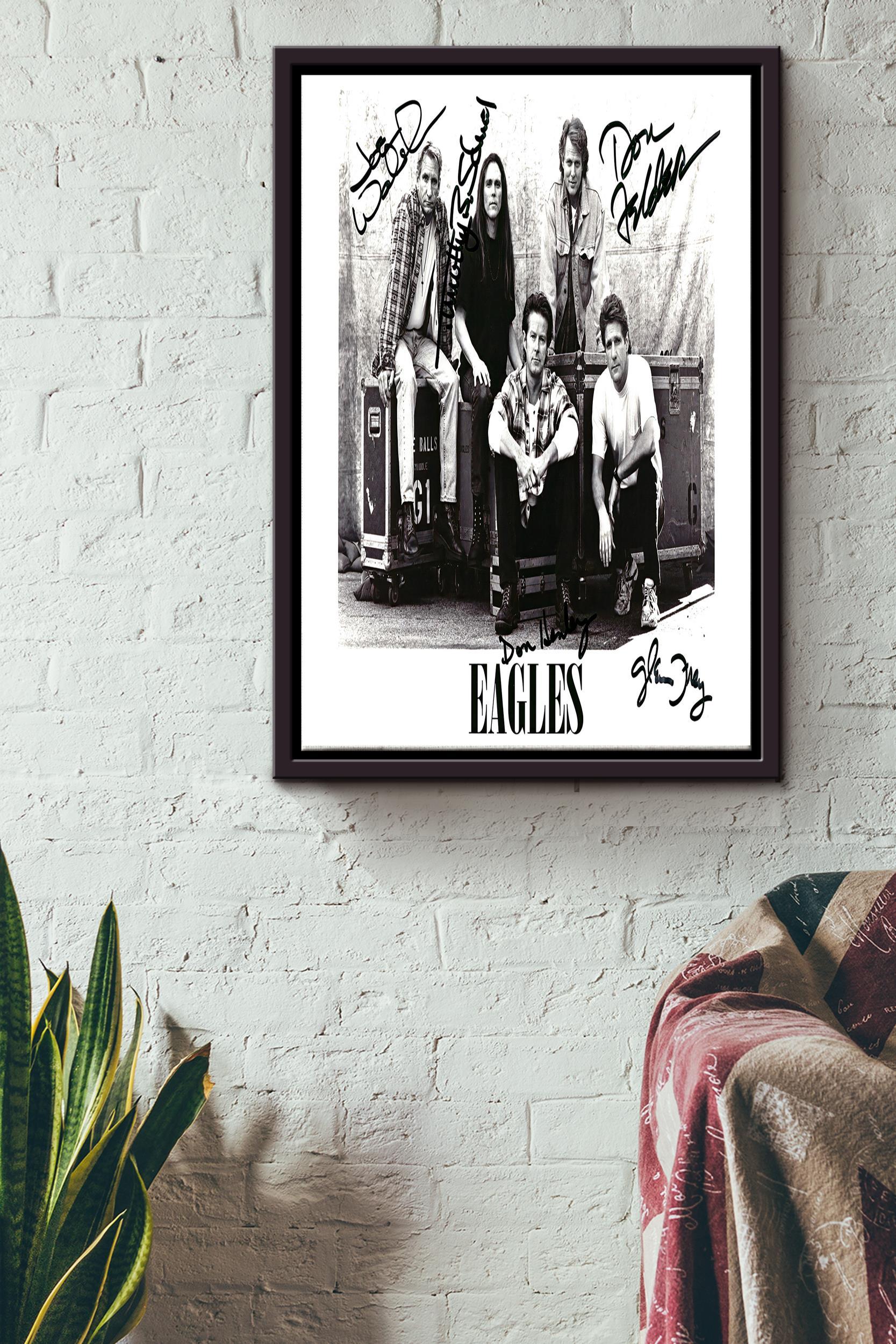 The Eagles Band Member Signed Poster Framed Matte Canvas