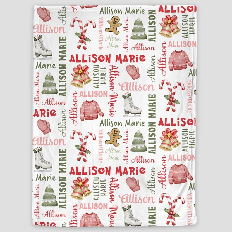 Personalized Baby Christmas Blanket Gift For Kid, Winter Baby Blanket, Birthday Gift For Son Daughter, Nursery Gift, Christmas Gift