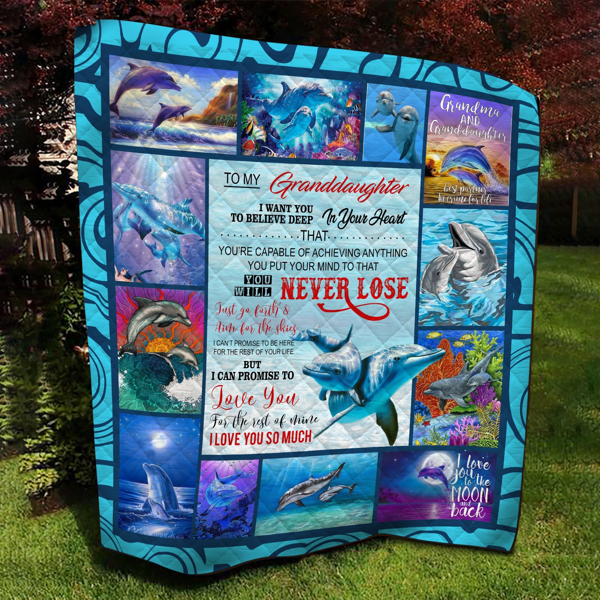 Grandma To Granddaughter You Will Never Lose Dolphin Quilt