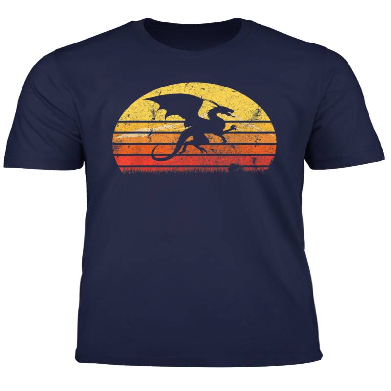 Vintage Retro Dragon Silhouette Sun Animal Lover T Shirt