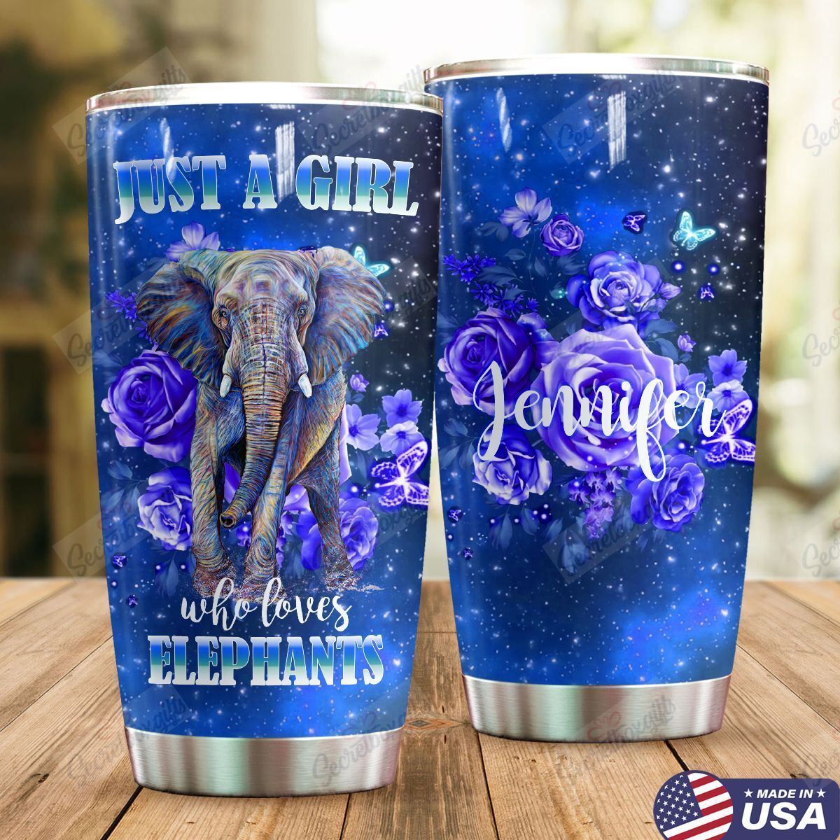 Personalized Elephant Ld0310527Cl Stainless Steel Tumbler Travel Customize Name, Text, Number, Image