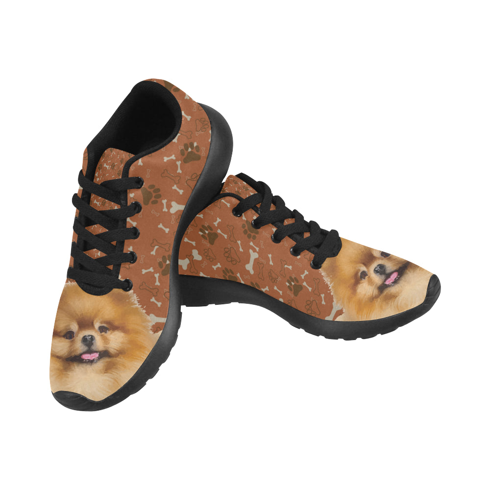 Pomeranian Dog Black Sneakers for Women