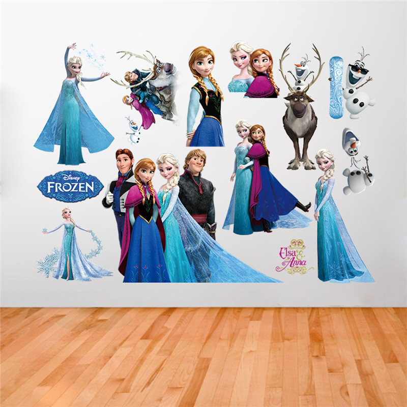 3D Cartoon Frozen2 Wall Stickers For Kids Room Bedroom Wall Decoration stickers Princess Anna Movie Posters alx