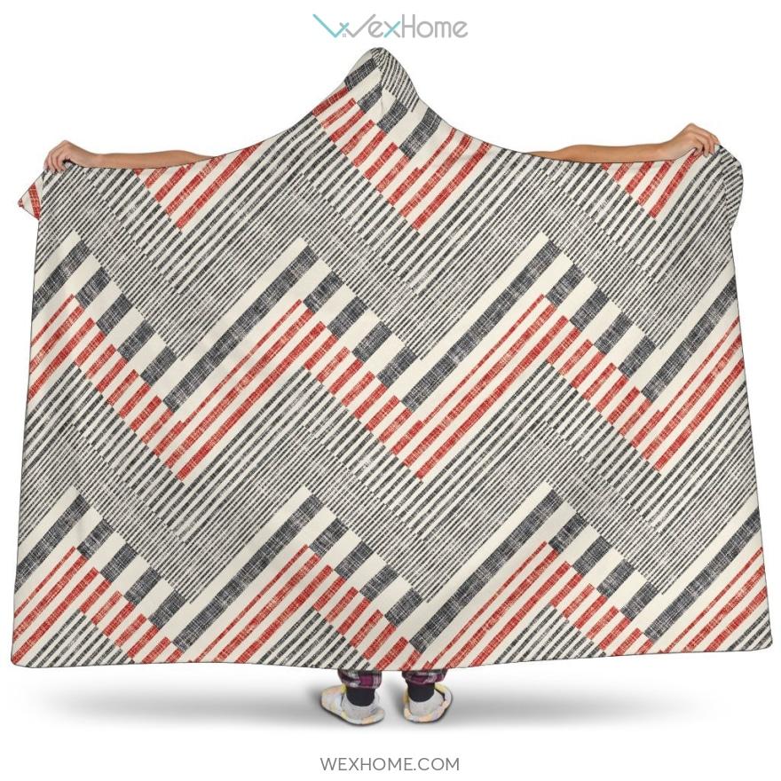 Zigzag Chevron Striped Pattern Hooded Blanket