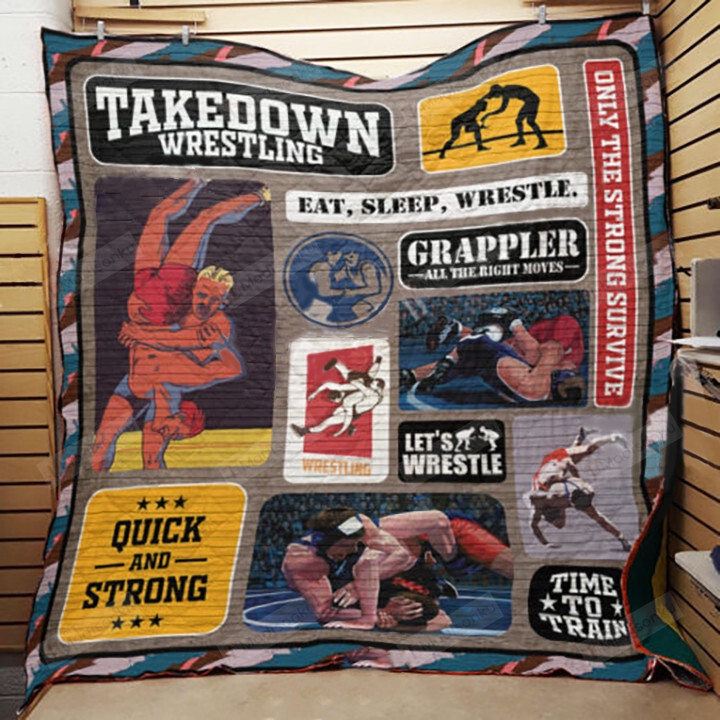 Wrestling Take Down Wrestling Quilt Blanket Great Customized Gifts For Birthday Christmas Thanksgiving Perfect Gifts For Wrestling Lover