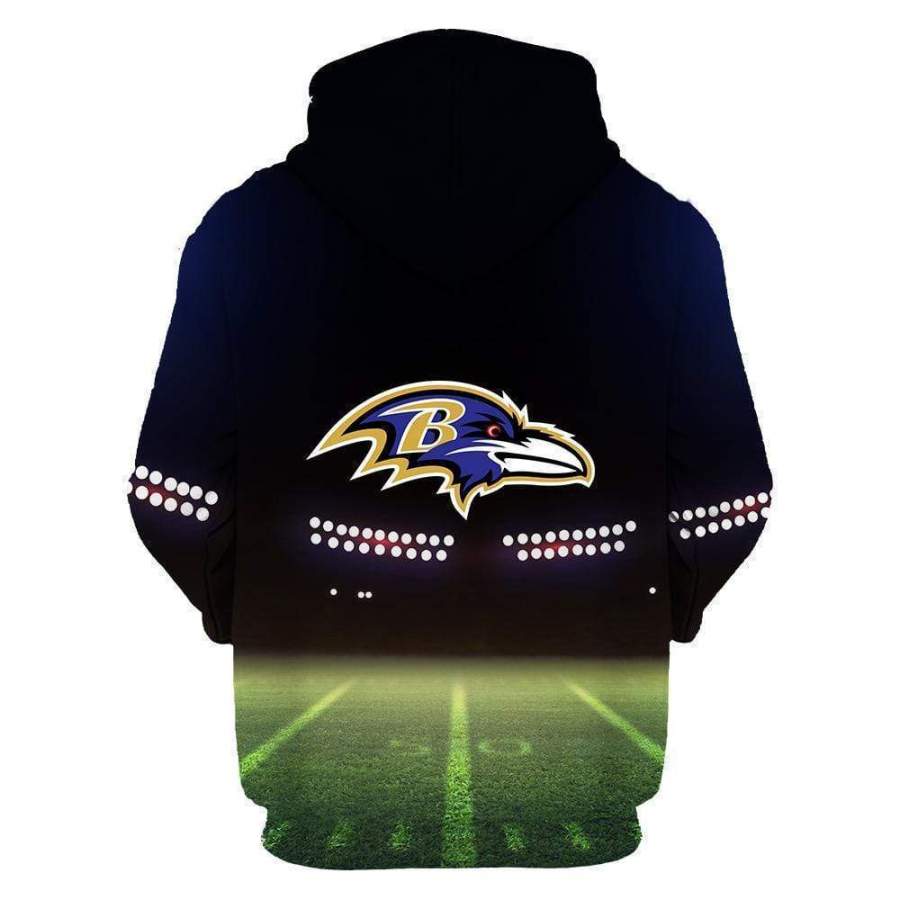 Baltimore Ravens 3D Printed Hooded Pocket Pullover Sweater