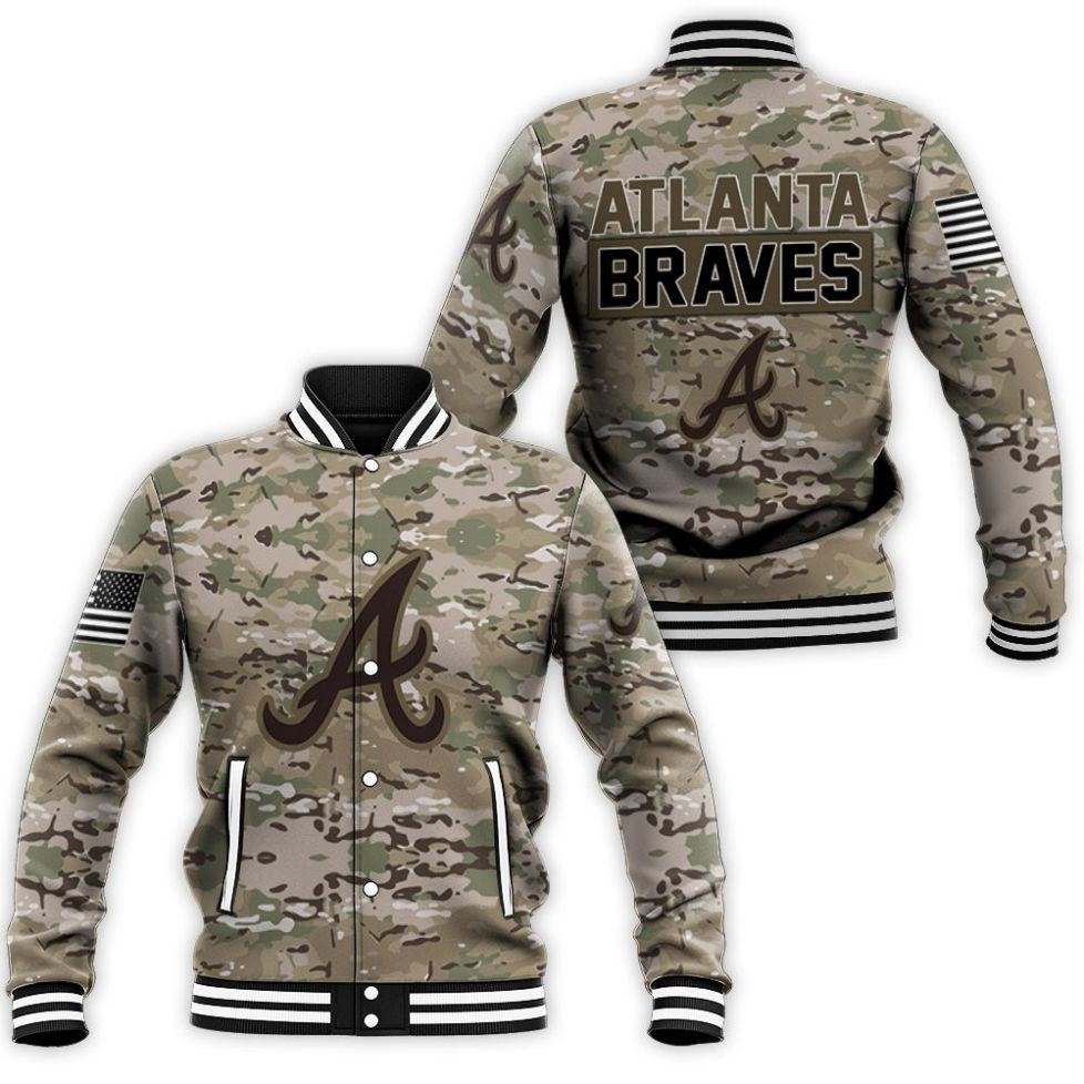 Atlanta Braves Camouflage Veteran 3D Jersey Baseball Jacket For Men Women