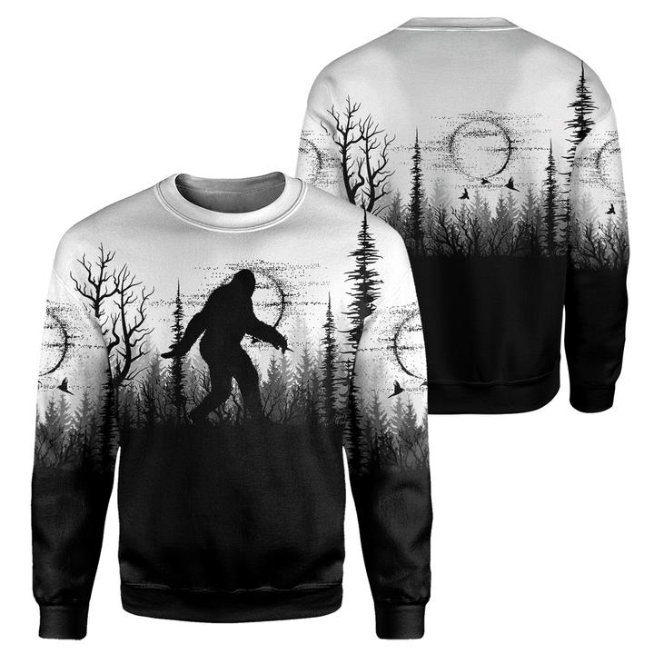 Big-Foot Black And White Crewneck Sweatshirt All Over Print Sweatshirt For Women Sweatshirt For Men