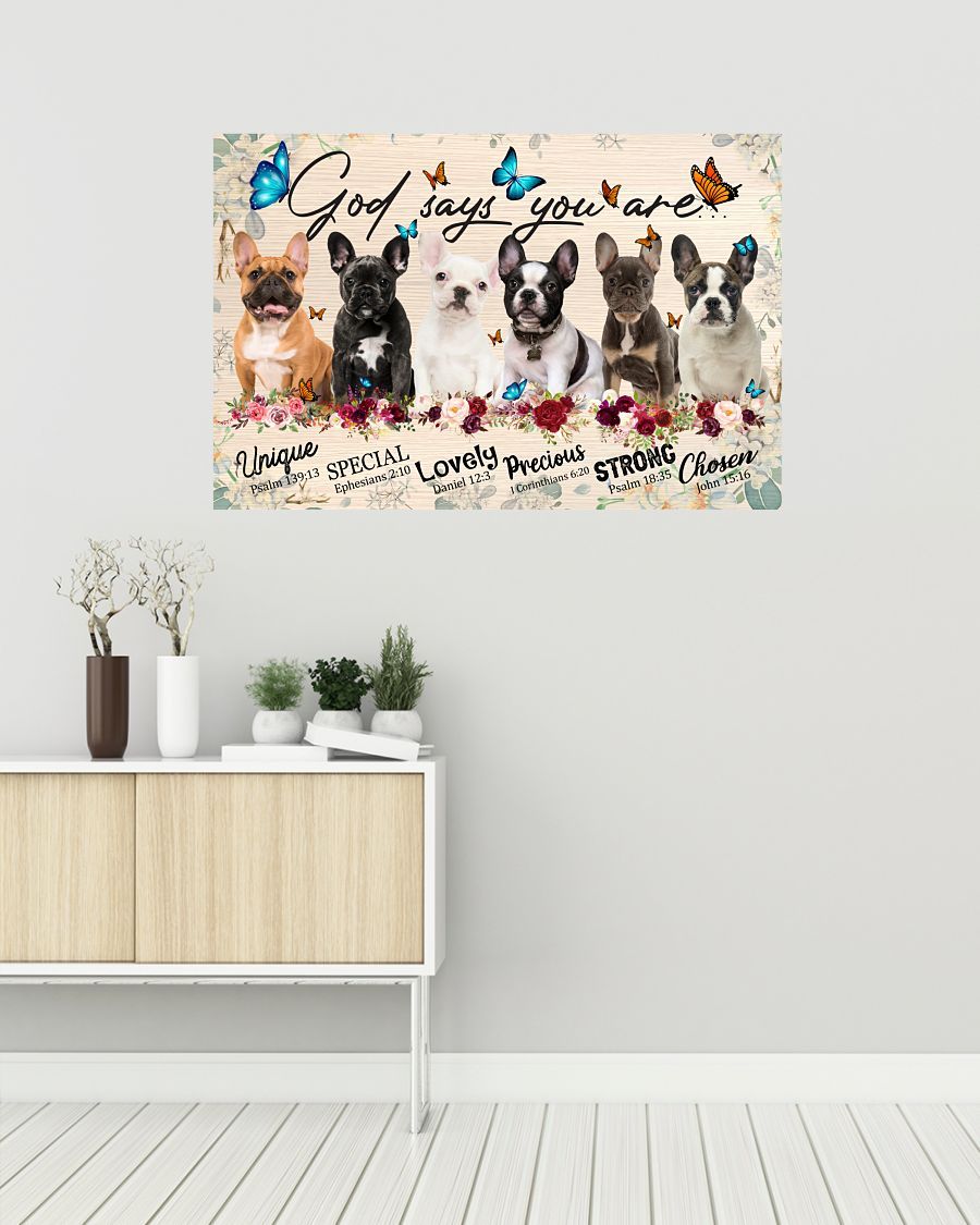 God Says You Are French Bulldogs Floral Butterfly Landscape Poster & Canvas Gift For Dog Lovers Decor Home Decor Wall Art Visual Art