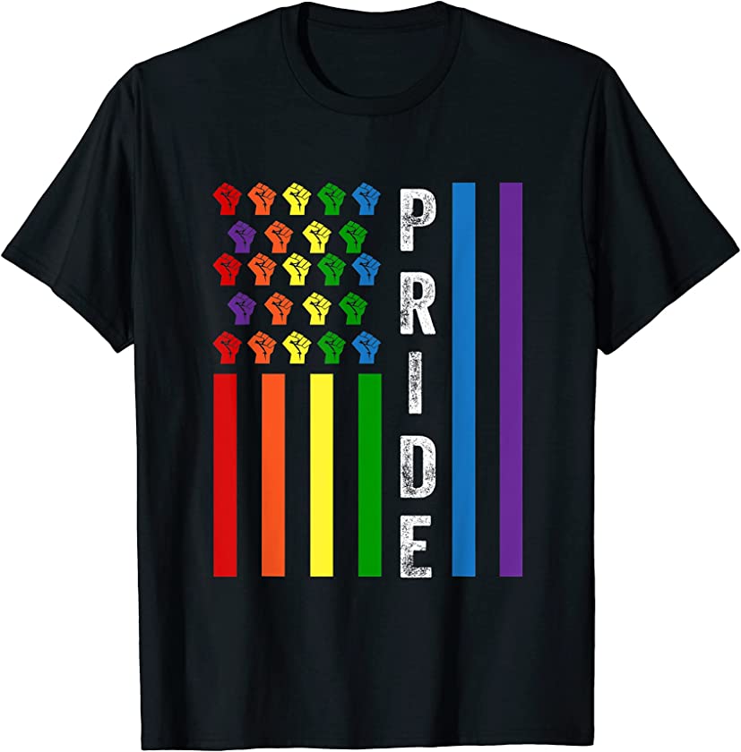 Vintage Pride American Flag Rainbow LGBT Pride Month T-Shirt