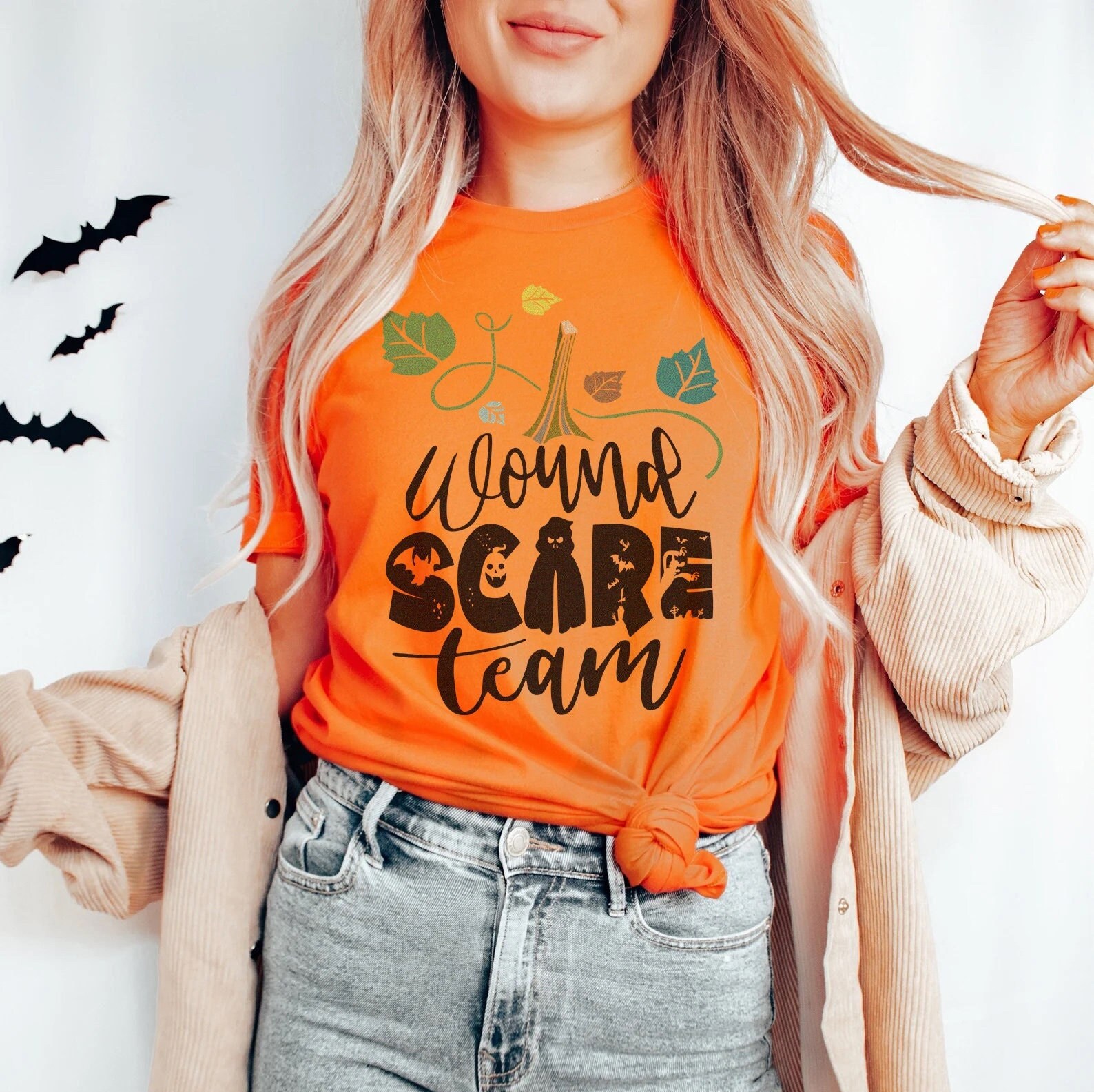 Wound Scare Team – Halloween Wound Care Nurse T-shirt, Autumn Gift Wound Crew RN Nursing Shirt Fall Tee Pumpkin Tops Spooky Party