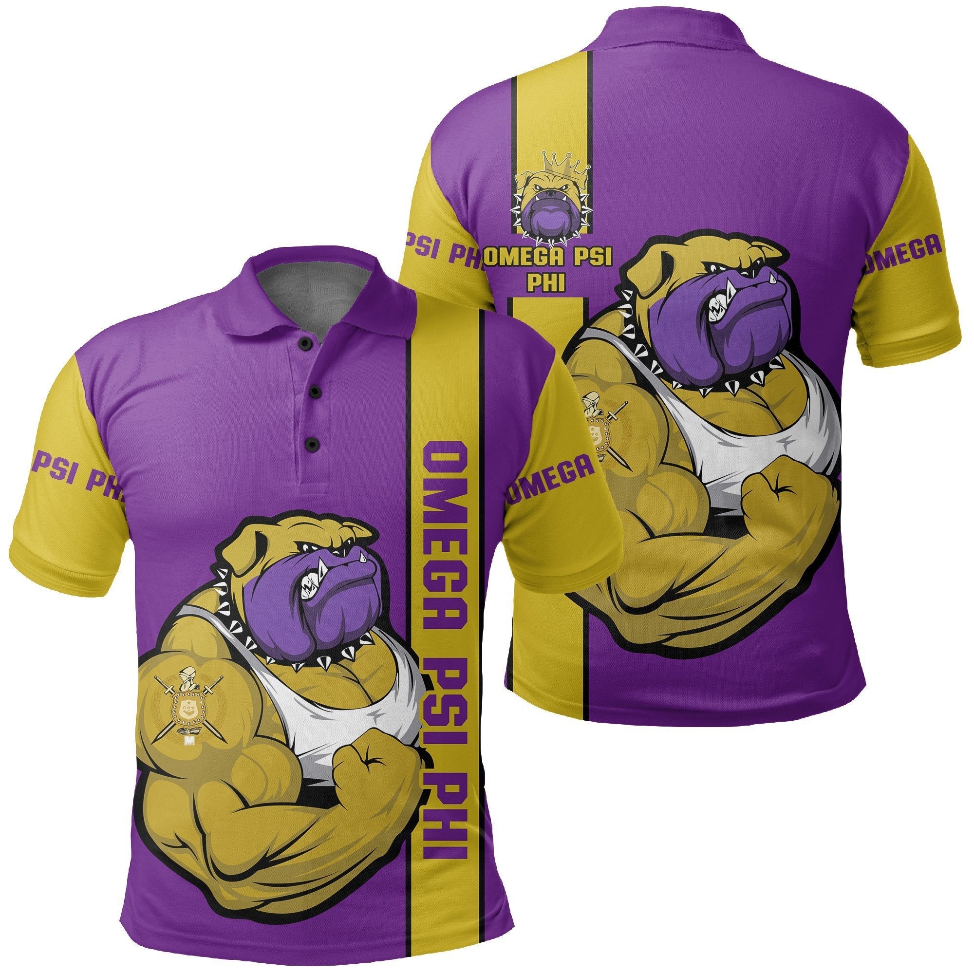 Fraternity Polo – Muscle Bull Dog Omega Psi Phi Polo Shirt