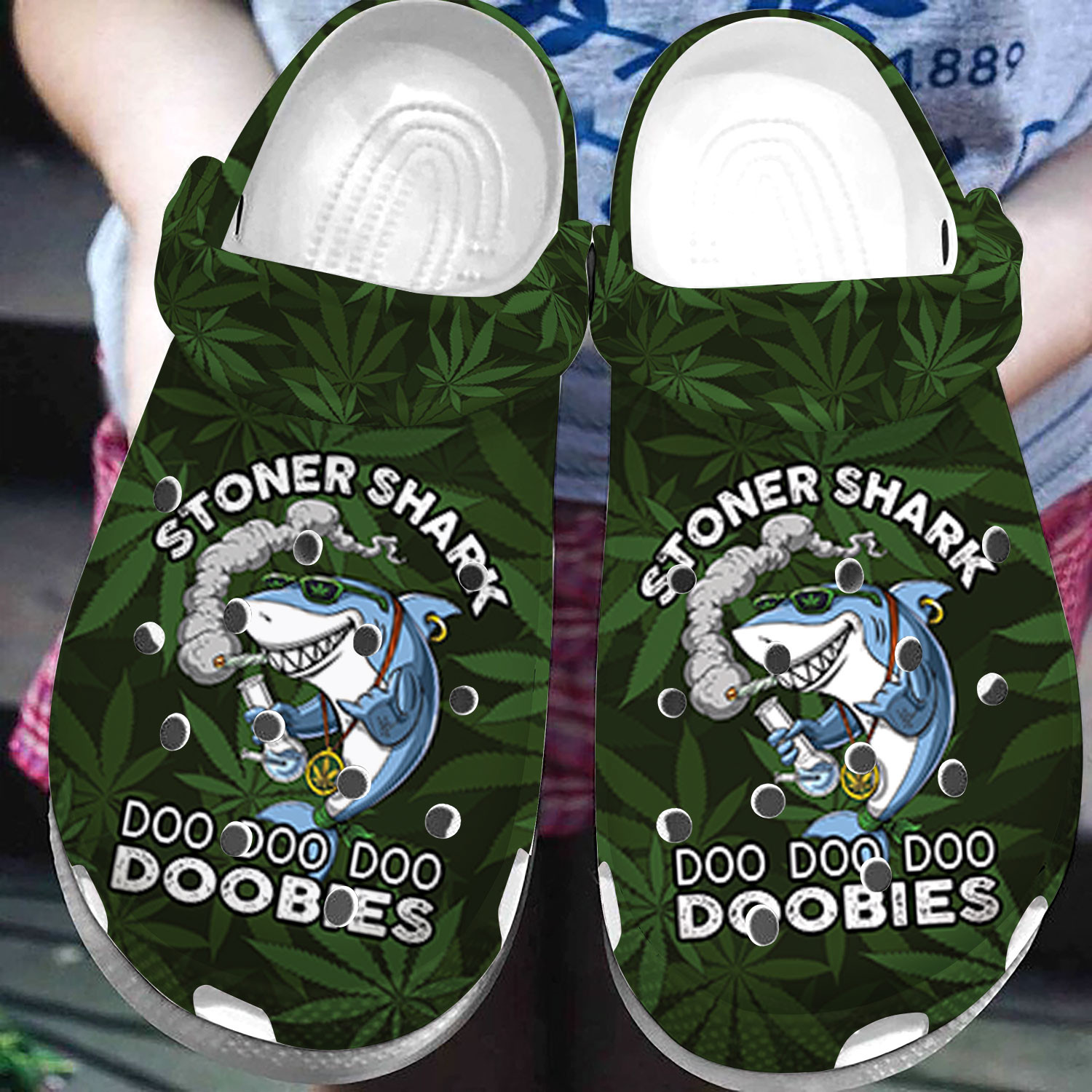 Stoner Shark Doo Doobies Weed Clog Shoes #300522H