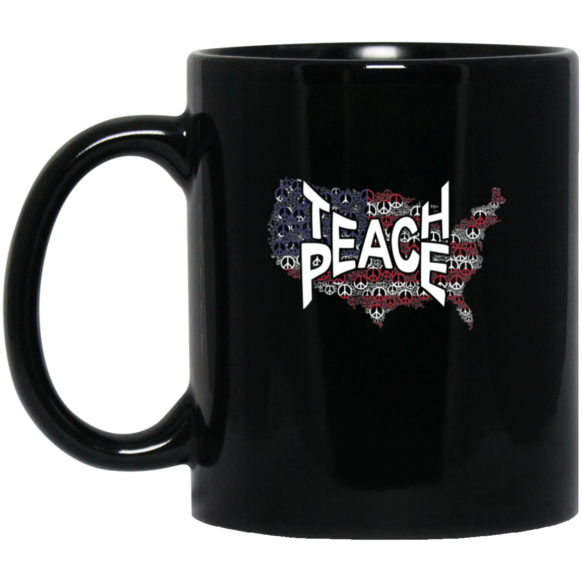 Teach Peace American Shark Hippie Mug