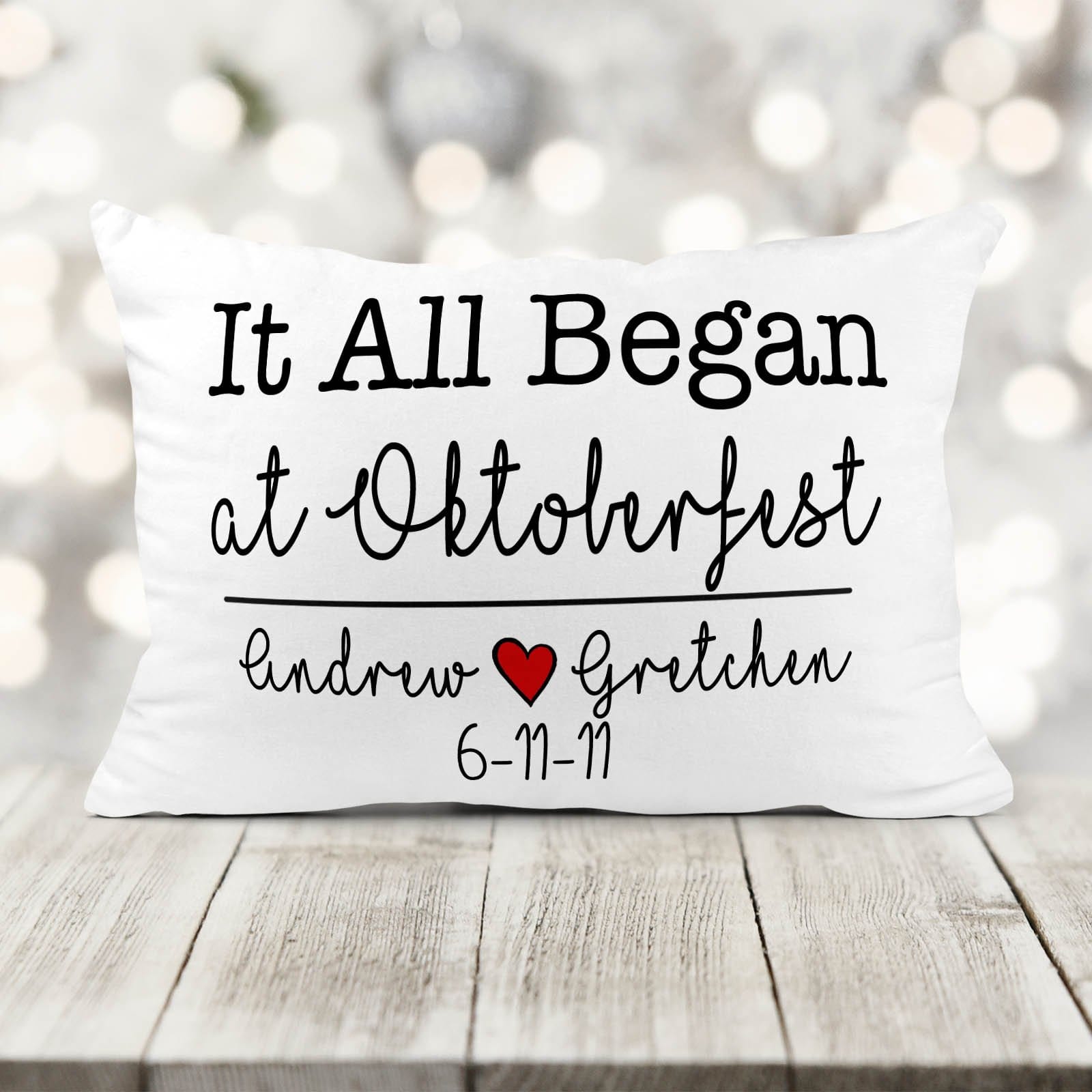 Personalized It All Began Couples Pillow Valentines Day Gift
