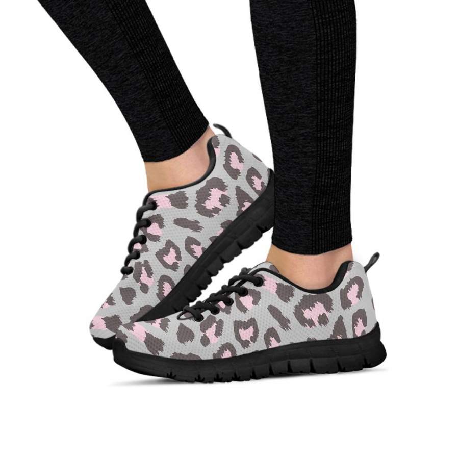 Grey and Pink Leopard Women’s Sneakers