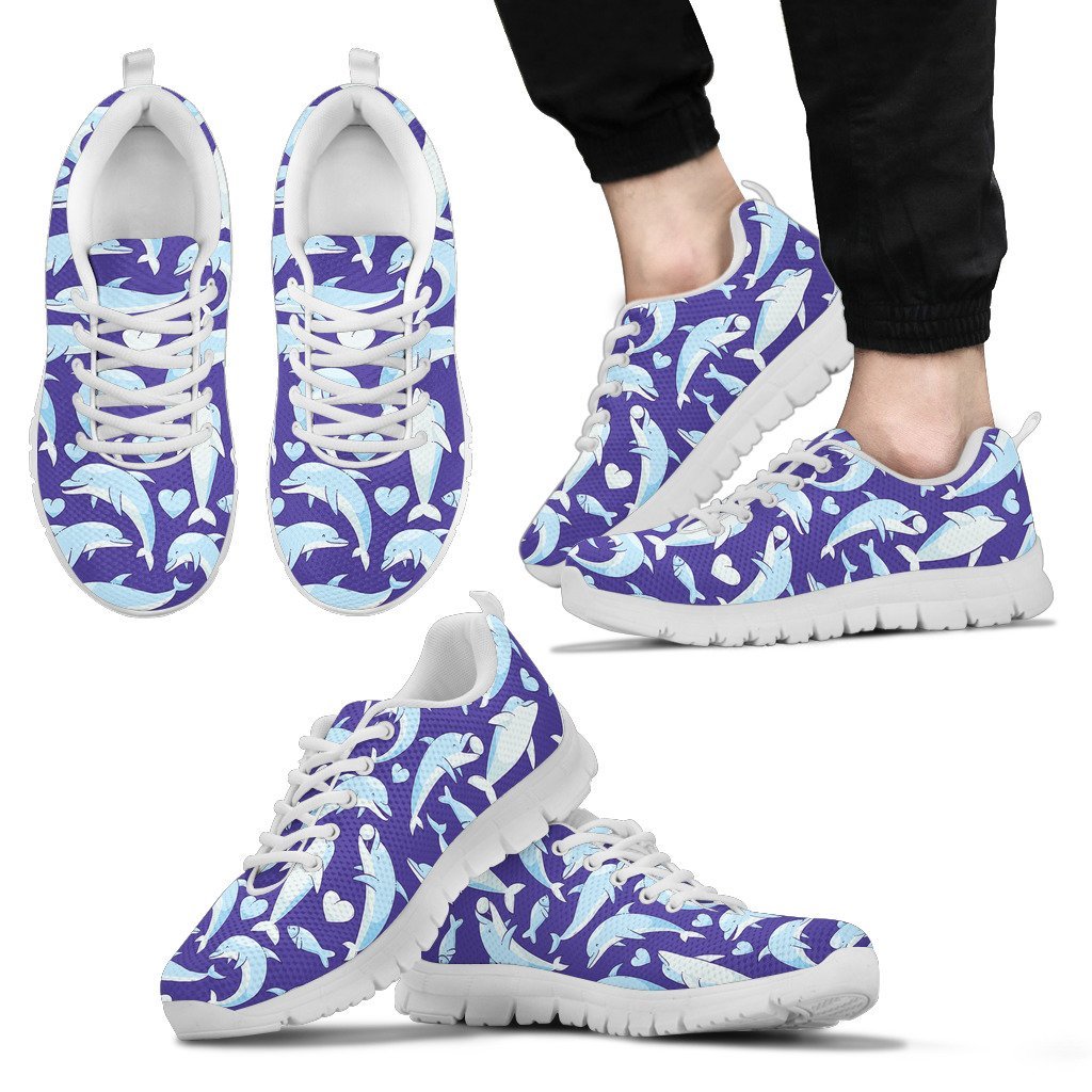 Dolphin Smile Print Pattern Men Sneakers